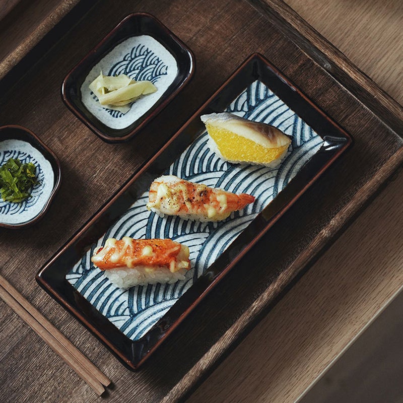 🍽️ طبق تقديم السوشي سيراميك أنيق متعدد الألوان تصميم مستطيل للمنازل والمطاعم - Image 3