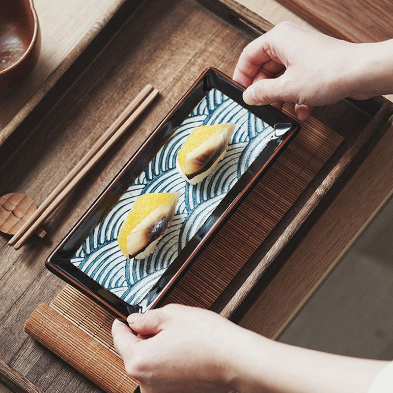 🍽️ طبق تقديم السوشي سيراميك أنيق متعدد الألوان تصميم مستطيل للمنازل والمطاعم - Image 5