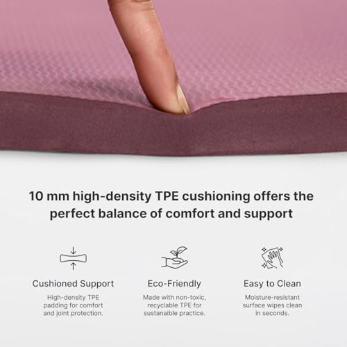 CULT TPE Yoga Mat 10mm Extra Thick with Carry Strap and Bag – Non-Toxic, Latex-Free, Anti-Slip, Tear-Resistant & Lightweight – Superior Cushioning for Joint Support, Ideal for Yoga, Pilates, Meditation & Home Workouts - Maroon - Image 5
