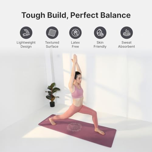 CULT TPE Yoga Mat 10mm Extra Thick with Carry Strap and Bag – Non-Toxic, Latex-Free, Anti-Slip, Tear-Resistant & Lightweight – Superior Cushioning for Joint Support, Ideal for Yoga, Pilates, Meditation & Home Workouts - Maroon - Image 3
