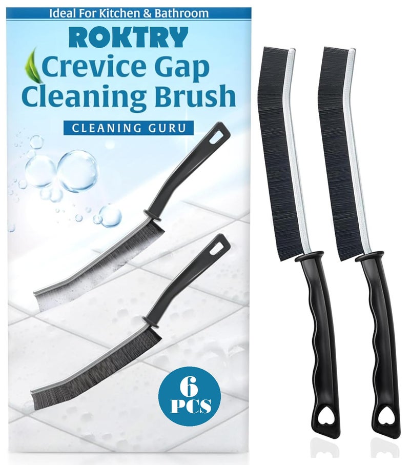 ROKTRY 6 pcs Crevice Cleaning Brush, Hard-Bristled Cleaning Brush Tool, for Kitchen Surfaces, Window Slots Dead Corners, Tiles & Faucetsr, Bathroom Gap - Image 1