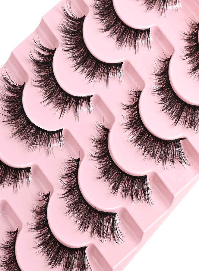 FARRED Wispy Cat Eye Lashes Short False Eyelashes 7 Pairs Natural Strips Fluffy Lashes Mink Fox Eye Small Lashes Pack Full Lashes A16 | 7-14MM Black - Image 4