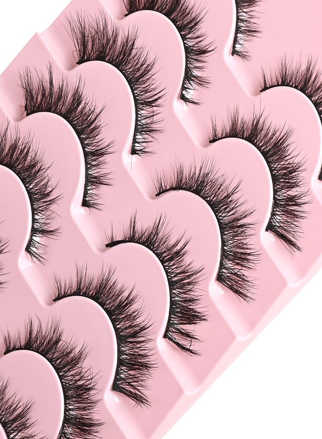FARRED Wispy Cat Eye Lashes Short False Eyelashes 7 Pairs Natural Strips Fluffy Lashes Mink Fox Eye Small Lashes Pack Full Lashes A16 | 7-14MM Black - Image 5