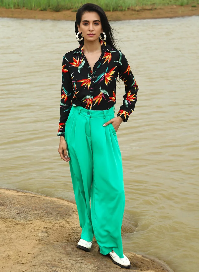 PINACOLADA Women's Onyx Black Wild Foliage Shirt Women's Onyx Black Wild Foliage Shirt for Women | Best Price UAE