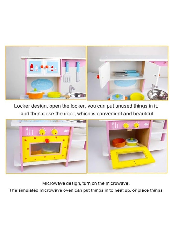 Pixie Pink Gas Stove Wooden Puzzle Simulation Kitchenware Pink Disassembly Gas Stove Children's Play House Colorful Kitchen - Image 3
