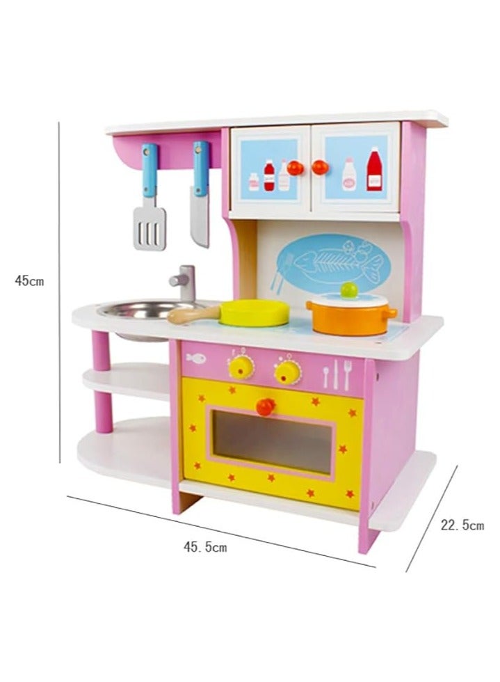 Pixie Pink Gas Stove Wooden Puzzle Simulation Kitchenware Pink Disassembly Gas Stove Children's Play House Colorful Kitchen - Image 4