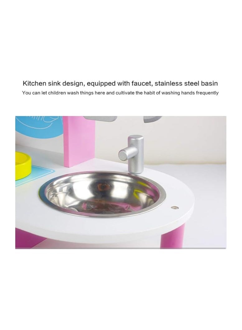 Pixie Pink Gas Stove Wooden Puzzle Simulation Kitchenware Pink Disassembly Gas Stove Children's Play House Colorful Kitchen - Image 5