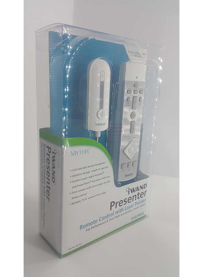Mythix iWAND Presenter Wireless Remote Control with Laser Pointer for Mac & PC, USB Presentation Clicker (Model PR-742) - Image 2
