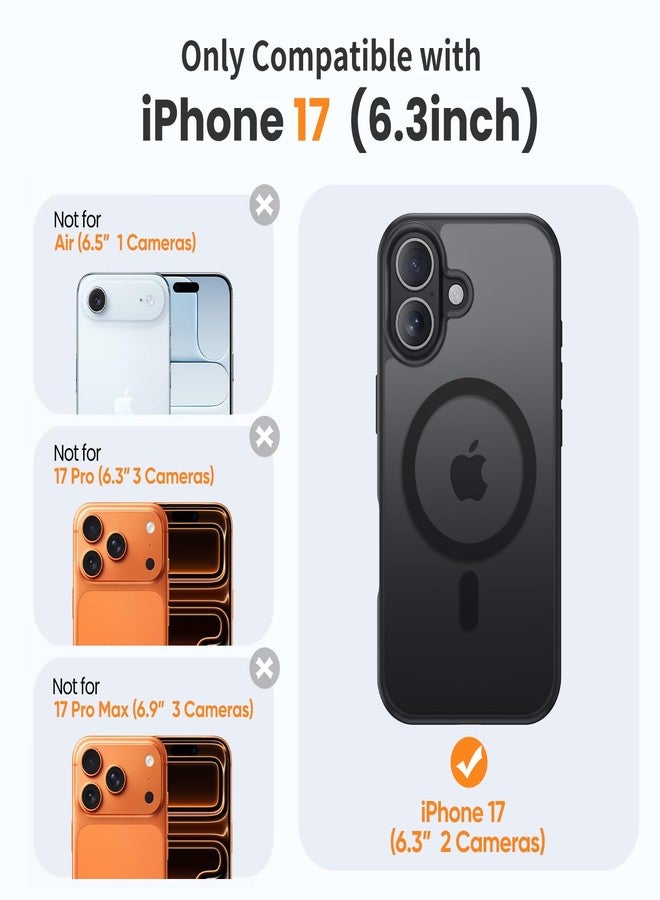 جراب Yriklso المغناطيسي القوي 3 في 1 لهاتف iPhone 17، يتضمن واقي شاشة وعدسة كاميرا، غطاء واقٍ مقاوم للصدمات، جراب هاتف أسود مطفي لهاتف iPhone 17 مقاس 6.3 بوصة - Image 2