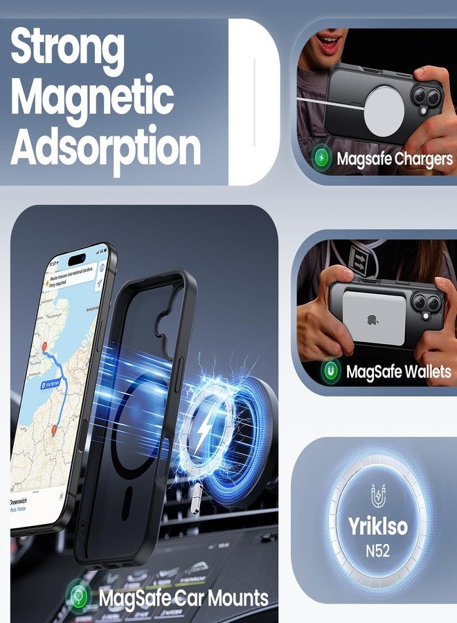 جراب Yriklso المغناطيسي القوي 3 في 1 لهاتف iPhone 17، يتضمن واقي شاشة وعدسة كاميرا، غطاء واقٍ مقاوم للصدمات، جراب هاتف أسود مطفي لهاتف iPhone 17 مقاس 6.3 بوصة - Image 3