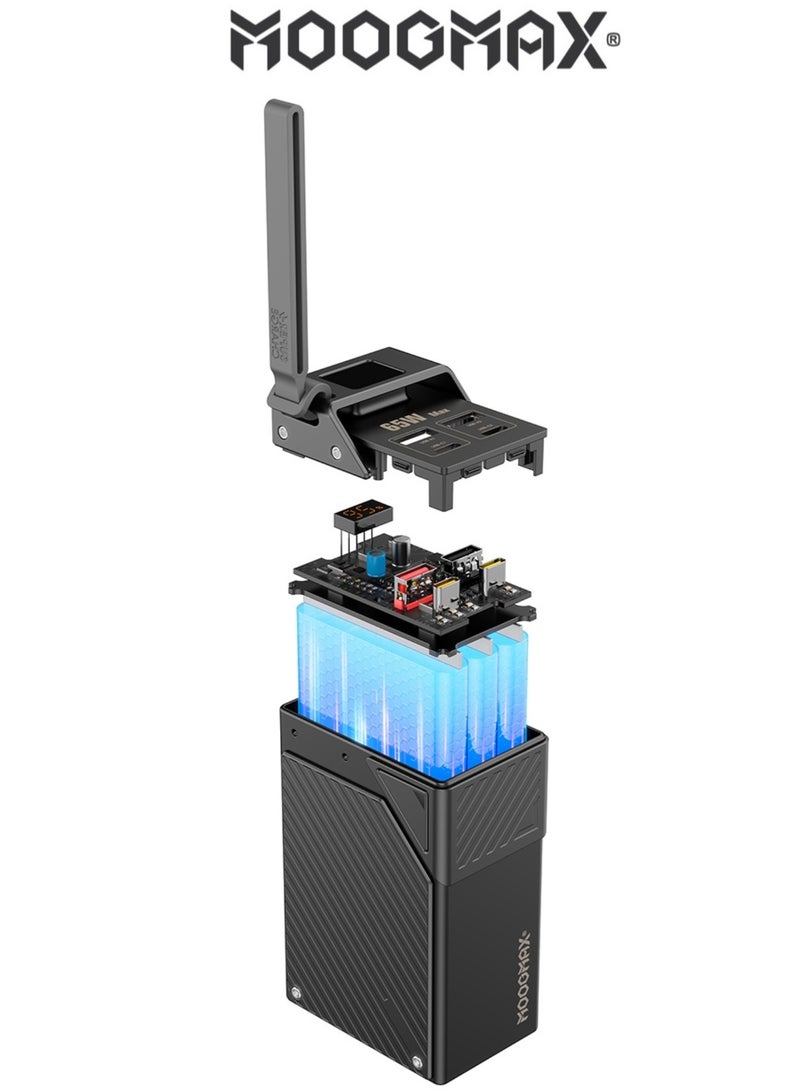 MOOGMAX power bank 30000mah small size. Powerful 65W portable charger. power bank fast charging with four ports (2*Type C charger & 2*QC3.0 USB charger). powerbank doubles as a laptop charger. power bank 30000 with digital display. charger iPhone, Samsung, Honor, & other phones & even laptops. From MOOGMAX - Image 3