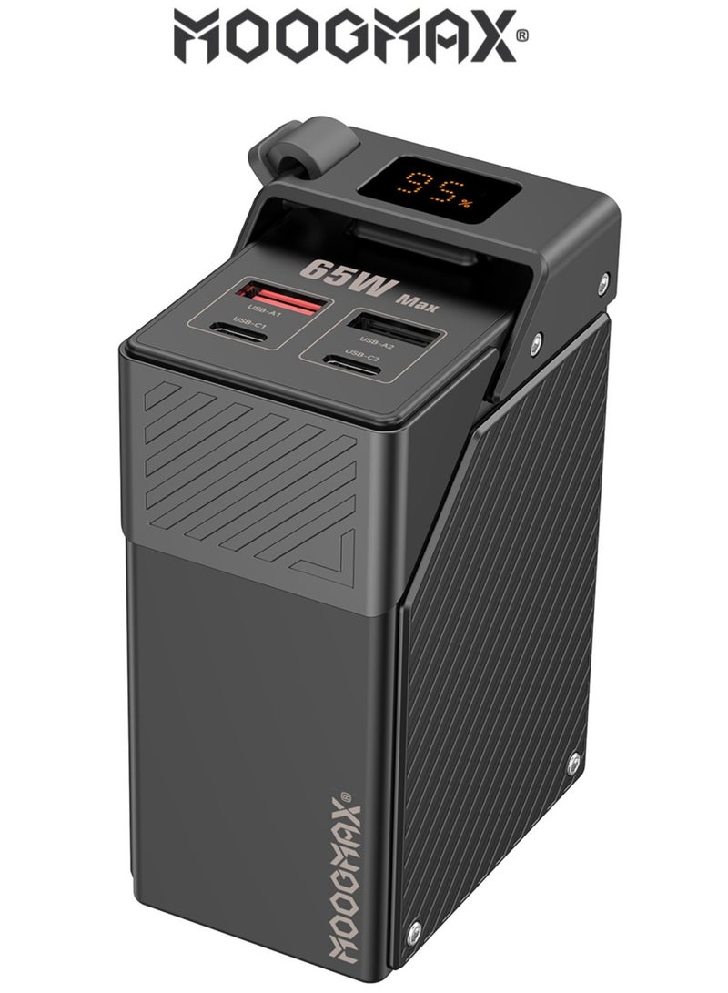 MOOGMAX power bank 30000mah small size. Powerful 65W portable charger. power bank fast charging with four ports (2*Type C charger & 2*QC3.0 USB charger). powerbank doubles as a laptop charger. power bank 30000 with digital display. charger iPhone, Samsung, Honor, & other phones & even laptops. From MOOGMAX - Image 1