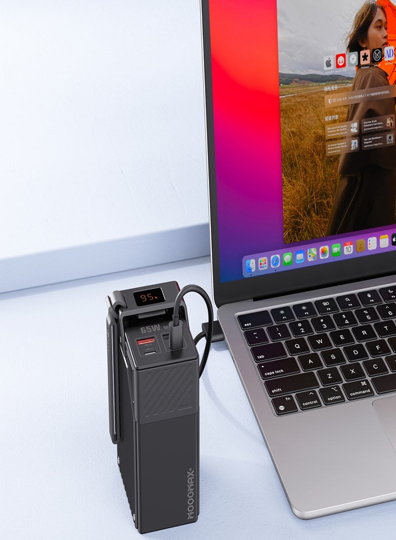 MOOGMAX power bank 30000mah small size. Powerful 65W portable charger. power bank fast charging with four ports (2*Type C charger & 2*QC3.0 USB charger). powerbank doubles as a laptop charger. power bank 30000 with digital display. charger iPhone, Samsung, Honor, & other phones & even laptops. From MOOGMAX - Image 4