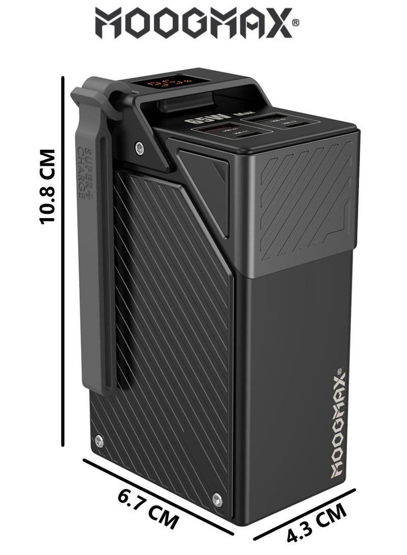 MOOGMAX power bank 30000mah small size. Powerful 65W portable charger. power bank fast charging with four ports (2*Type C charger & 2*QC3.0 USB charger). powerbank doubles as a laptop charger. power bank 30000 with digital display. charger iPhone, Samsung, Honor, & other phones & even laptops. From MOOGMAX - Image 2