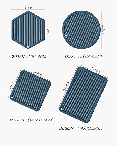 NILKANTH® - Silicone Trivet Mat, 8pcs Silicone Multi-Use Kitchen Trivet Mat Insulated Flexible Durable Non Slip Coasters 5pc-Hexagon,1pc-Round,1pc Square,1pc Rectangle - Image 2