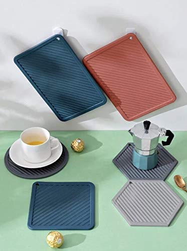 NILKANTH® - Silicone Trivet Mat, 8pcs Silicone Multi-Use Kitchen Trivet Mat Insulated Flexible Durable Non Slip Coasters 5pc-Hexagon,1pc-Round,1pc Square,1pc Rectangle - Image 3