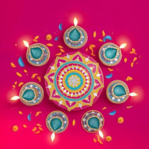 itsy-bitsy Itsy Bitsy DIY Paint & Decorate Diya Rangoli Kit Box | 8 Pre-Printed Rangoli Designs with 7 Terracotta Diyas | Handmade Ethnic Craft for Diwali Festive & Wedding Décor - Image 4