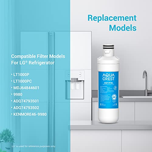 AquaCrest فلتر مياه ثلاجة AQUA CREST LT1000PC ADQ747935 Replacement لـ LG® LT1000P®/PC/PCS ThinQ®، LMXS28626S، LFXS26973S، MDJ64844601، ADQ74793501، ADQ74793502 وفلتر الهواء LT120F®، 3 مجموعة - Image 4