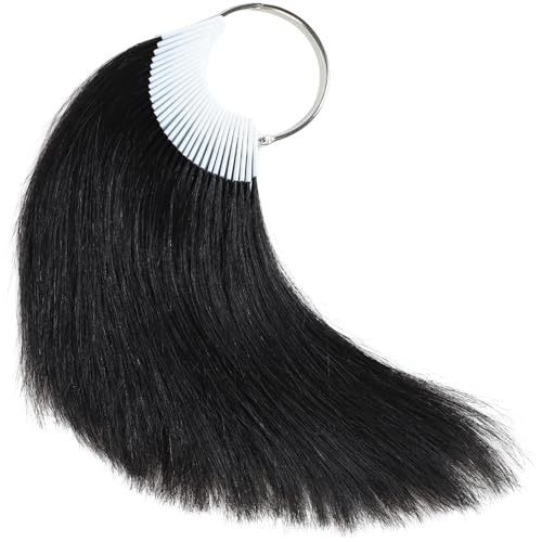RINBOOOL Hair Swatches for Testing Color, Natural Black Tone Level 1, Real Remy Human Hair, 30 Strands per Pack, 8 Inches - Image 1