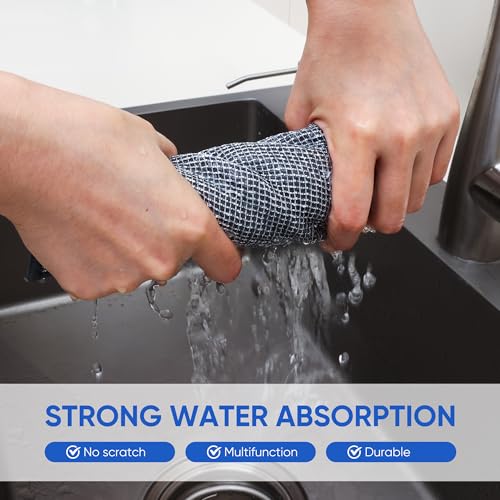 Forggon 10Pcs New Upgrade 2-Layer Non Scratch Wire Dishcloth,Wire Dishwashing Rag, Non-Scratch Wire Dishwashing Rags for Wet and Dry, Kitchen Cleaning Dish Rags for Cookware,Sinks, Dishes,Stove - Image 5