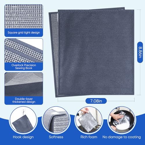 Forggon 10Pcs New Upgrade 2-Layer Non Scratch Wire Dishcloth,Wire Dishwashing Rag, Non-Scratch Wire Dishwashing Rags for Wet and Dry, Kitchen Cleaning Dish Rags for Cookware,Sinks, Dishes,Stove - Image 2