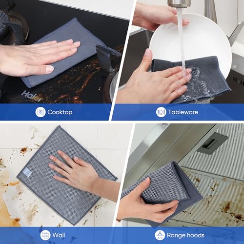 Forggon 10Pcs New Upgrade 2-Layer Non Scratch Wire Dishcloth,Wire Dishwashing Rag, Non-Scratch Wire Dishwashing Rags for Wet and Dry, Kitchen Cleaning Dish Rags for Cookware,Sinks, Dishes,Stove - Image 3