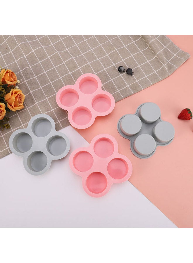 DIY Baking Silicone Mousse Cake Silicone Mold Cylinder 4 Even Mold Dessert Supplementary Food Mold Baking Tools Wholesale-Specifications:Four-hole Powder + Three-hole Powder + Sunflower Powder + 8inch Powder - Image 1