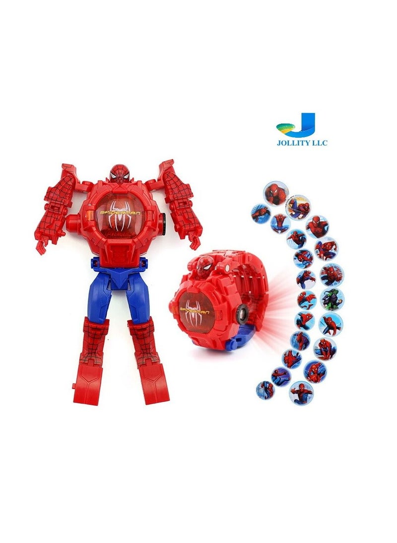 JOLLITY LLC - Transforming Robot Spiderman Digital Toy for Kids Deformation Figures Plus Projection Watch - Image 1