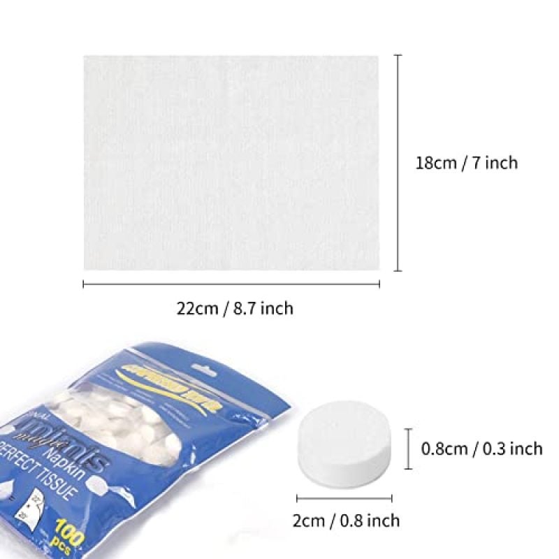Compressed Towel Tablets 100 Count 8.7 x 7 Inch Pure Cotton - Instant Expansion Coin Towels for Travel Camping Sensitive Skin - Image 1