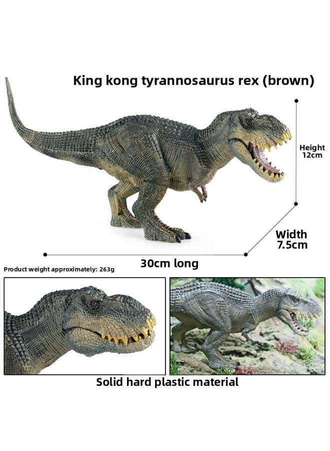 لعبة الديناصورات الجوراسية صلبة كبيرة الحجم من King Kong Tyrannosaurus Rex Brachiosaurus للأطفال نموذج حيوانات محاكاة معرفية - اللون: 【ss】بني صلب King Kong Tyrannosaurus Rex (الفم متحرك) - Image 5