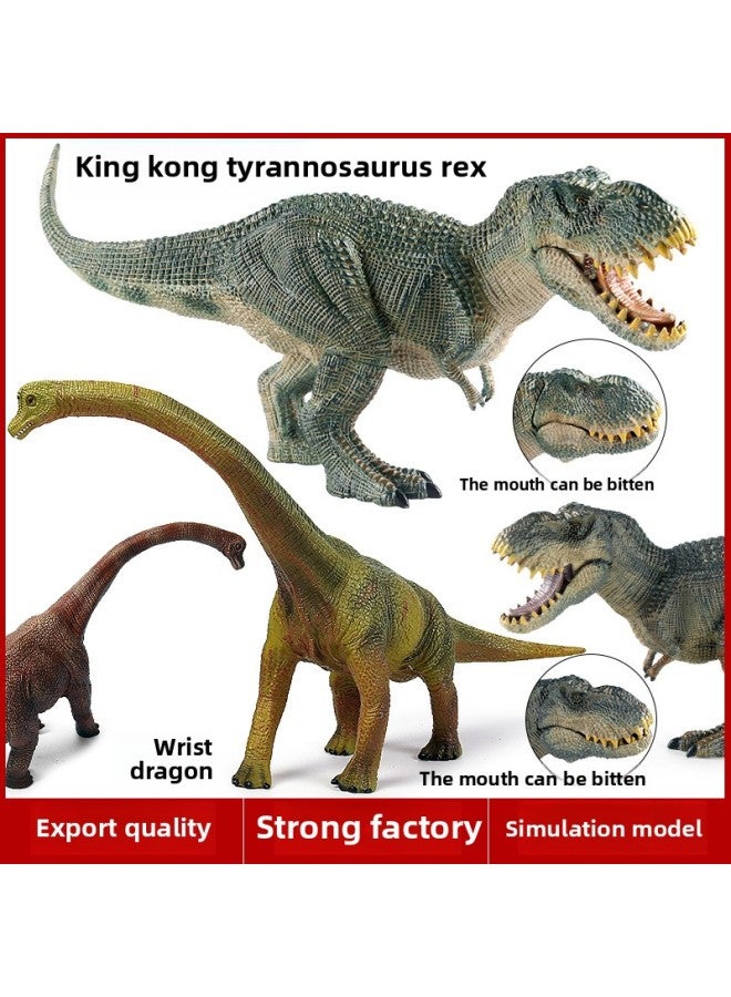 لعبة الديناصورات الجوراسية صلبة كبيرة الحجم من King Kong Tyrannosaurus Rex Brachiosaurus للأطفال نموذج حيوانات محاكاة معرفية - اللون: 【ss】بني صلب King Kong Tyrannosaurus Rex (الفم متحرك) - Image 2