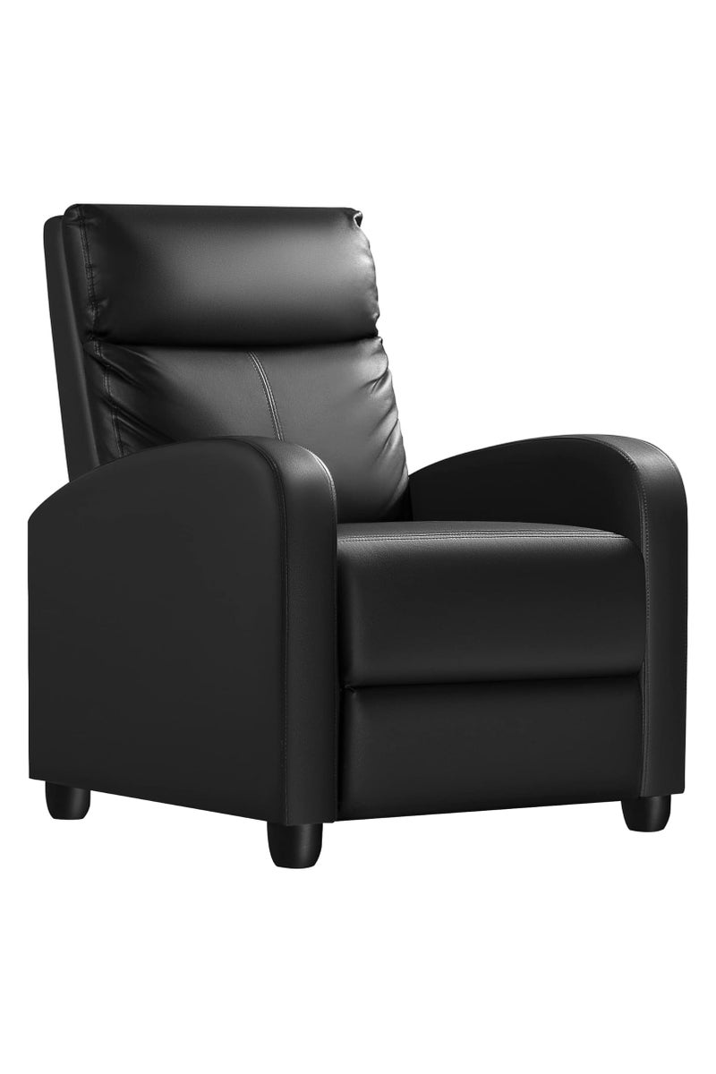 كرسي مريح حديث بمقعد مبطّن من جلد PU لغرفة المعيشة كرسي أحادي كرسي مريح مقعد نادي كرسي مسرح منزلي (أسود) - Image 1