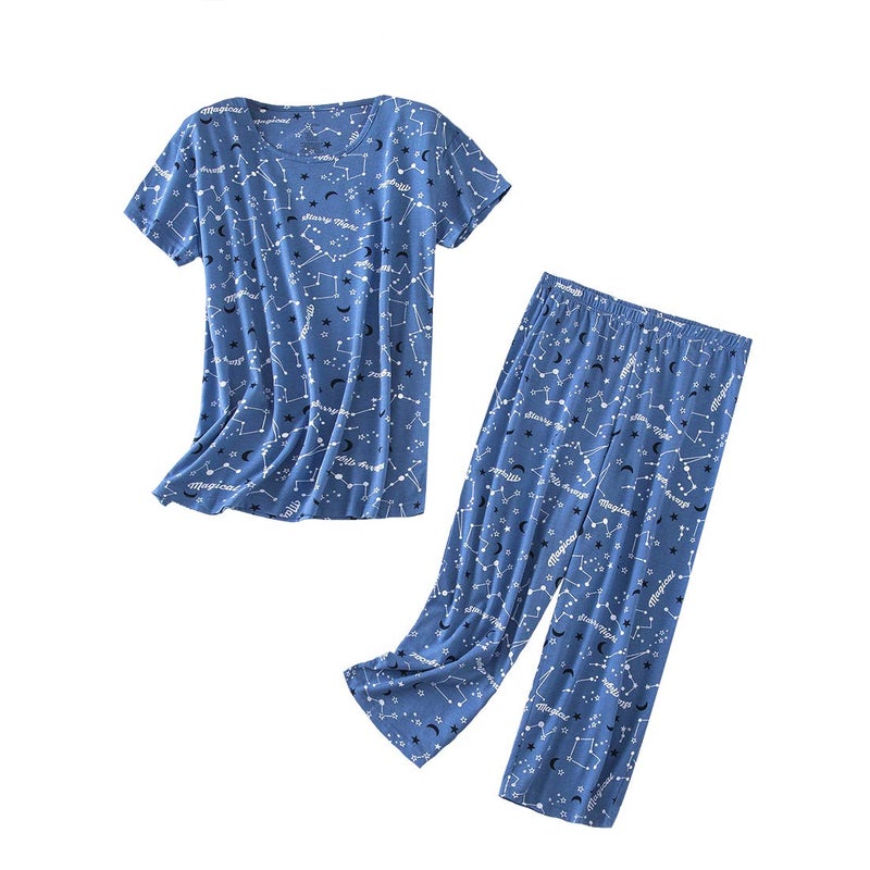 PNAEONG Womens Pajama Set Sleepwear Tops with Capri Pants Casual and Fun Prints Pajama Sets SY215ConstellationXL XLarge