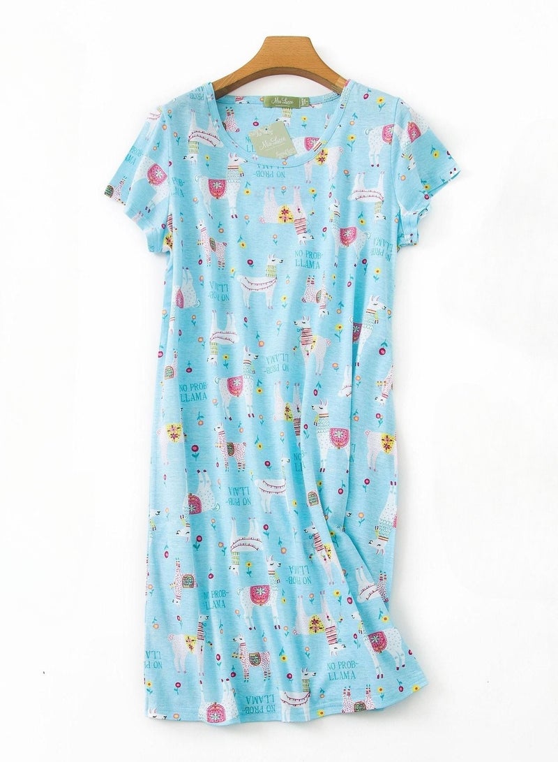 Cute Cartoon Cotton Homewear Knitted Sweet Large Short Sleeve Round Neck Pajamas - Image 1