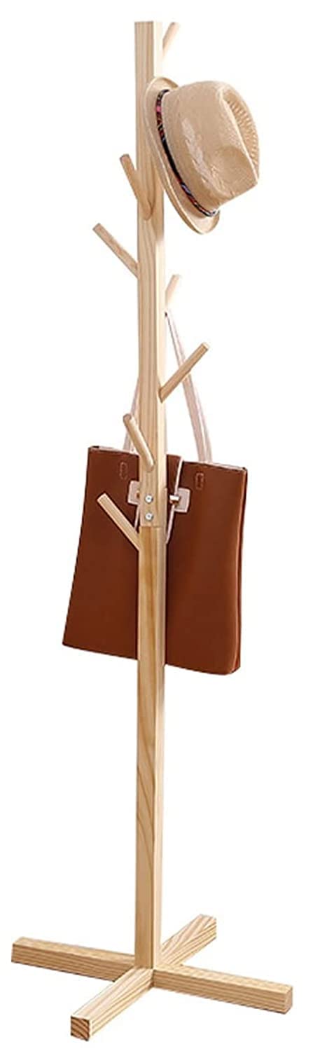 WHISKET Freestanding Coat Rack with Stable Triangular Base 8 Hooks And Adjustable Height Floor Hanger Used In The Bedroom Living Room Office BEIGE - Image 1