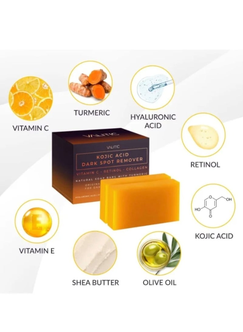 فاليتيك صابون لإزالة البقع الداكنة بحمض كوجيك بتركيبة يابانية فيتامين C وريتينول وكولاجين وحمض100+100جرام - Image 2