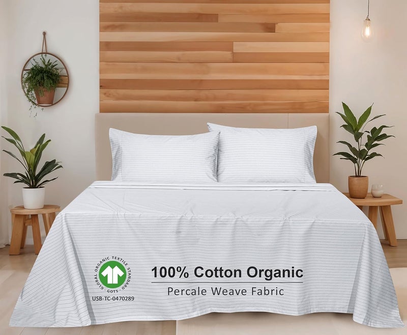 Ruvanti 100% Cotton Organic Percale Sheets Twin XL Size – Crisp Cooling Bed Sheets for Hot Sleepers, Deep Pocket 15”, Soft Peach Finish, Breathable & Durable Hotel-Style 3 Pcs, Construction Line - Image 3