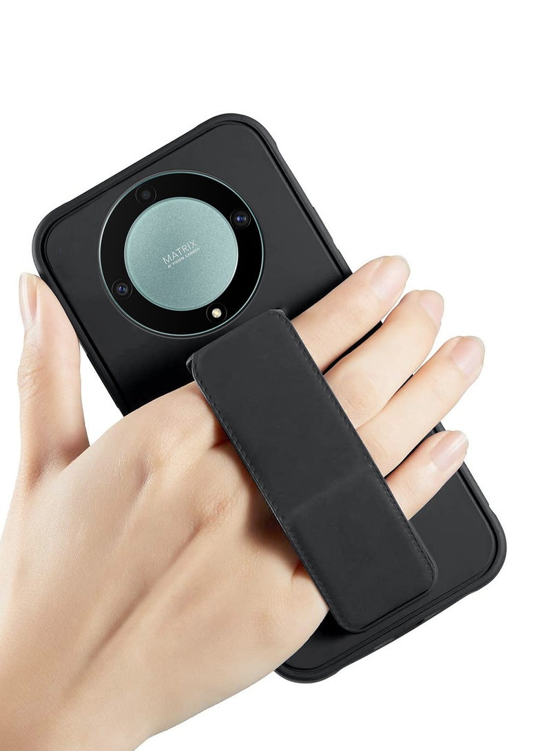 Wtech Hand Grip And Multi Stand Magnetic Car Mount Kickstand Finger Strap Case Cover For Honor X9b 5G 2023 Black - Image 2