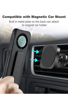 Wtech Hand Grip And Multi Stand Magnetic Car Mount Kickstand Finger Strap Case Cover For Honor X9b 5G 2023 Black  - Image 3