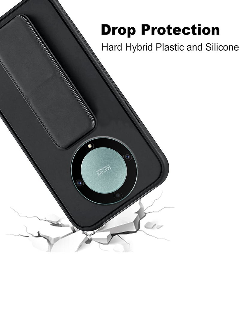 Wtech Hand Grip And Multi Stand Magnetic Car Mount Kickstand Finger Strap Case Cover For Honor X9b 5G 2023 Black - Image 5