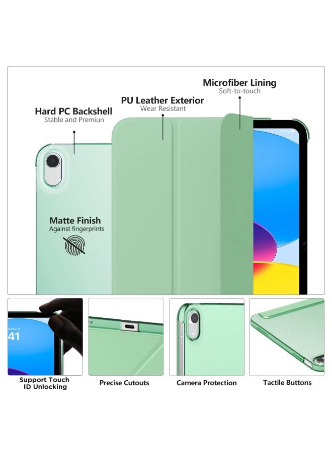 فوميمو حافظة لجهاز iPad (A16) 11 بوصة 2025/iPad 10 10.9 بوصة 2022، غطاء خلفي شفاف مع حامل قلم، وغطاء حافظة مع خاصية السكون/التنشيط التلقائي لجهاز iPad 10 10.9 بوصة 2022/iPad 11 11 بوصة 2025(أخضر) - Image 3