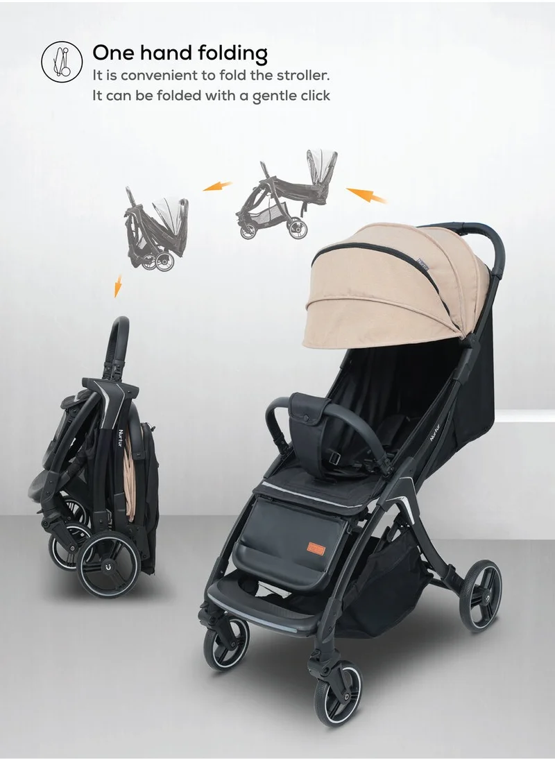 نورتر Aluminum Alloy Baby Stroller with  Fully adjustable for baby to sit or lie  Detachable Bumper 5 Point Safety Harness Compact Foldable Design