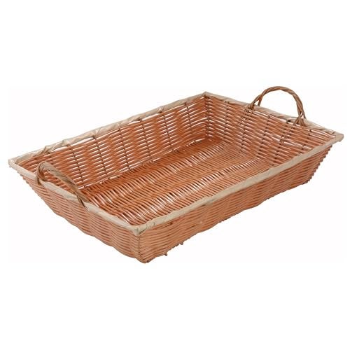 Winco PWBN-16B 16-Inch by 11-Inch by 3-Inch Rectangular Woven Basket with Handles,Medium - Image 1