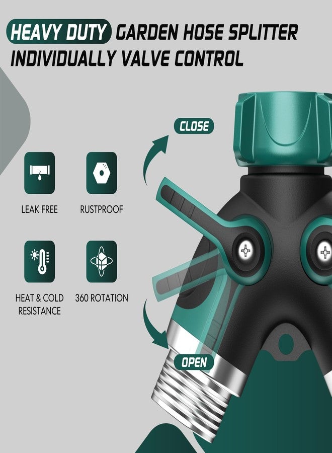 BKV 2 Way Garden Hose Splitter with Shut Off Valve,Water Spigot Splitter for 3/4" Hose Connector,Heavy Duty Metal Outdoor Faucet Splitter Y Connector for Garden Hose,with 3 Leakproof Washers & 1 tape - Image 3
