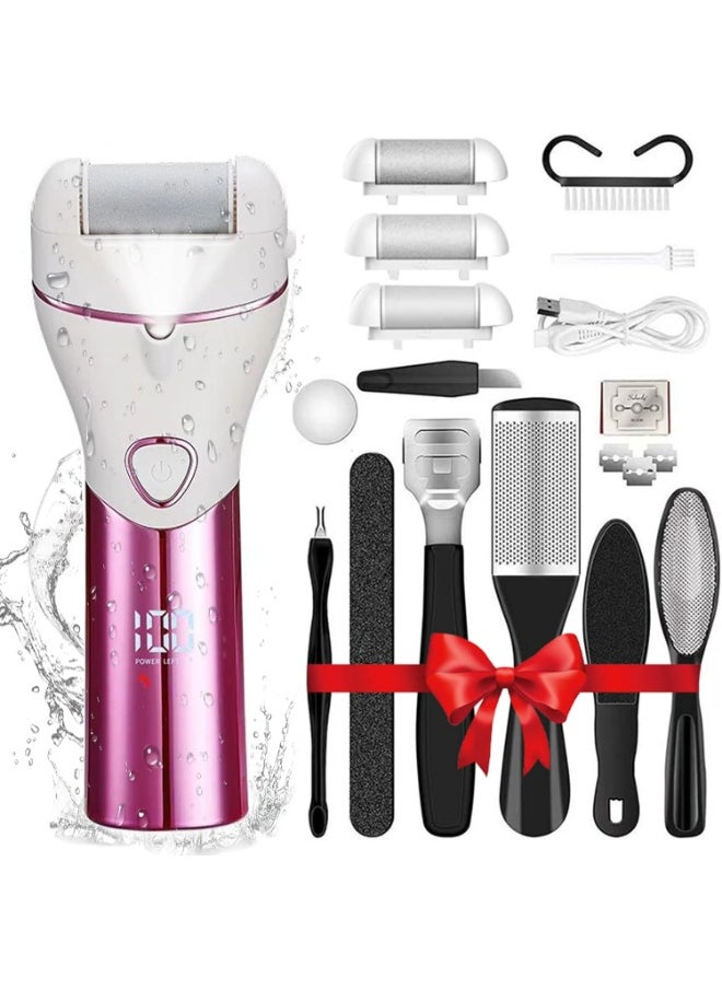Generic ElectricCallus Remover for Feet, 16-in-1 Professional Pedicure Tools Foot Care Kit, Foot Scrubber Electric Feet File Pedi for Hard Cracked Dry Dead Skin, 3 Rollers, 2 Speed, Battery Display  - Image 1