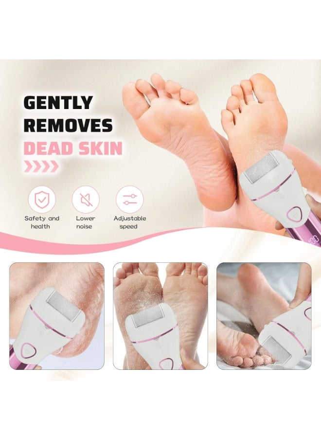 Generic ElectricCallus Remover for Feet, 16-in-1 Professional Pedicure Tools Foot Care Kit, Foot Scrubber Electric Feet File Pedi for Hard Cracked Dry Dead Skin, 3 Rollers, 2 Speed, Battery Display  - Image 4