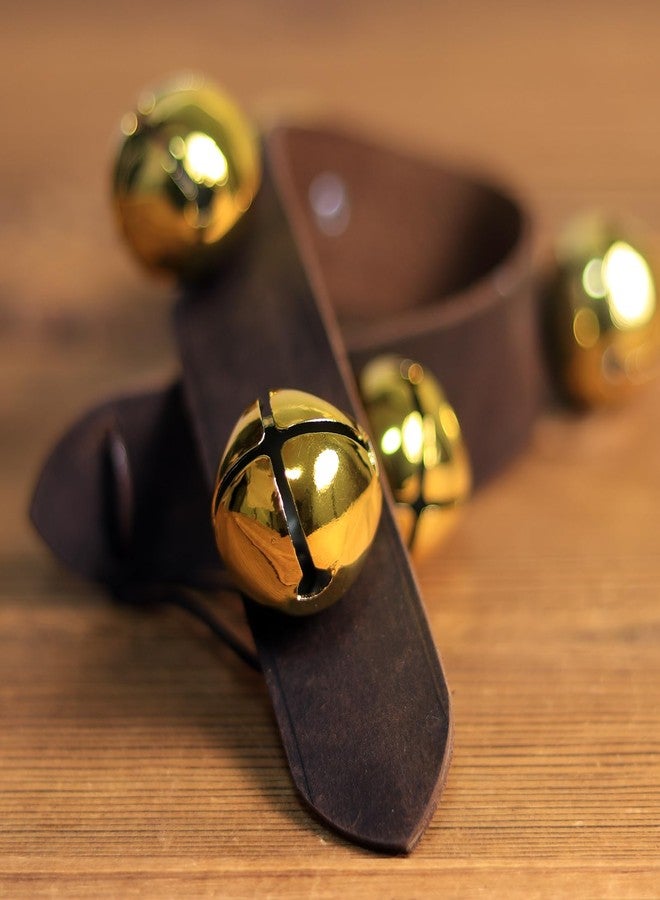 Fishknow Sleigh Bell for Door Knob,5 Loud Golden Jingle Bells on Crazy Horse Leather Belts,Dogbells for Training,Christmas Bells for Holiday Home Decor - Image 4