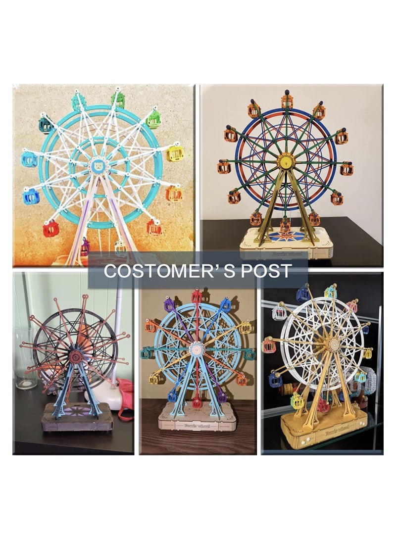 ألغاز خشبية ثلاثية الأبعاد للبالغين، لعبة حرف البناء هدية للبالغين والمراهقين - عجلة فيريس (232 قطعة) - Image 4