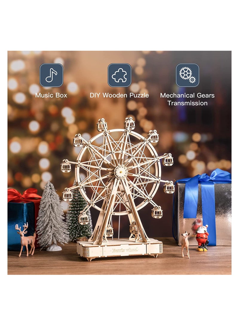 ألغاز خشبية ثلاثية الأبعاد للبالغين، لعبة حرف البناء هدية للبالغين والمراهقين - عجلة فيريس (232 قطعة) - Image 5