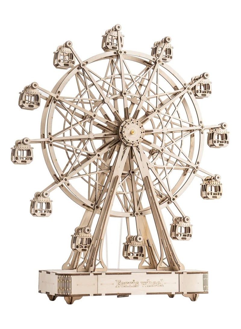 ألغاز خشبية ثلاثية الأبعاد للبالغين، لعبة حرف البناء هدية للبالغين والمراهقين - عجلة فيريس (232 قطعة) - Image 2